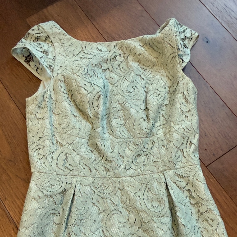 J. Crew GreenElegant Lace Cap Sleeve Dress Size 2 C12-013 - Picture 4 of 8